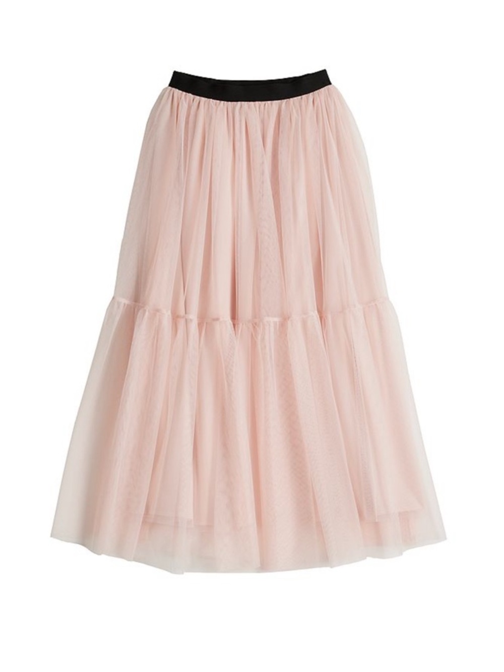 Iz Byer Light Pink Tulle Maxi Skirt with Black Waistband